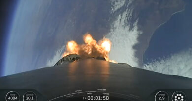 A SpaceX Falcon 9 rocket carries 24 of the company's Starlink internet satellites to orbit from California's Vandenberg Space Force Base on Sept. 13, 2025.