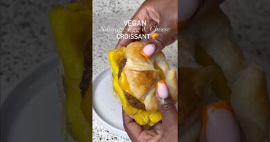 Vegan Sausage Egg and Cheese Croissant 🥐 #mungbeans #plantbased