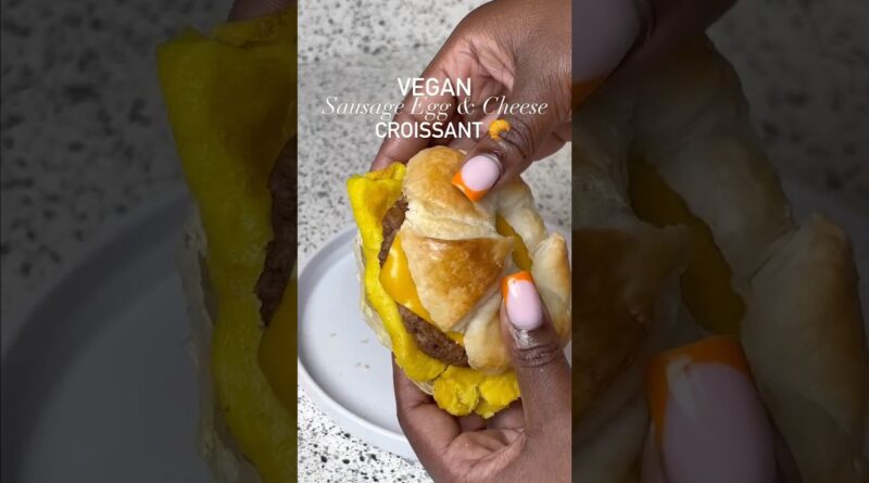 Vegan Sausage Egg and Cheese Croissant 🥐 #mungbeans #plantbased