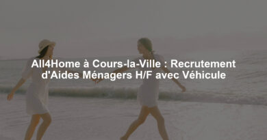 All4Home à Cours-la-Ville : Recrutement d'Aides Ménagers H/F avec Véhicule