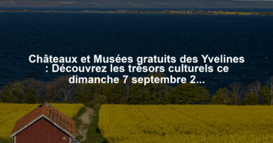 Châteaux et Musées gratuits des Yvelines : Découvrez les trésors culturels ce dimanche 7 septembre 2025