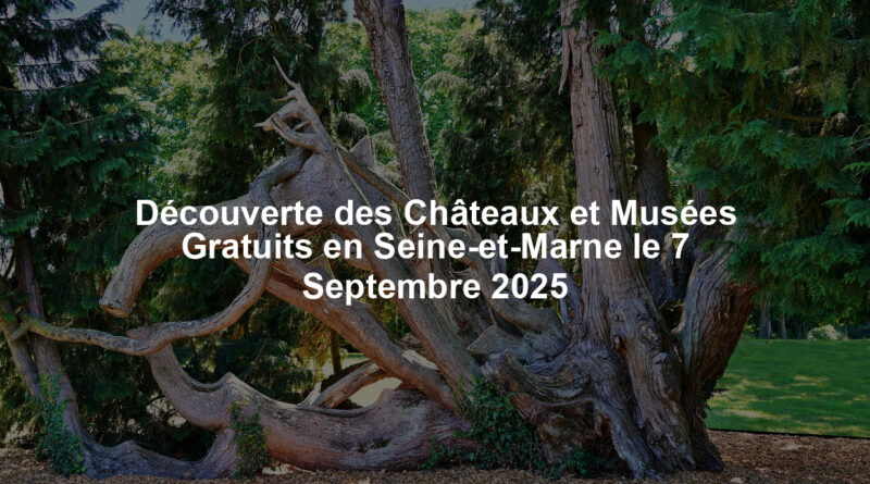 Découverte des Châteaux et Musées Gratuits en Seine-et-Marne le 7 Septembre 2025