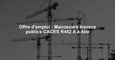 Offre d'emploi : Manoeuvre travaux publics CACES R482 A à Albi