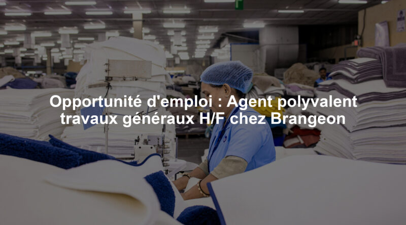 Opportunité d'emploi : Agent polyvalent travaux généraux H/F chez Brangeon