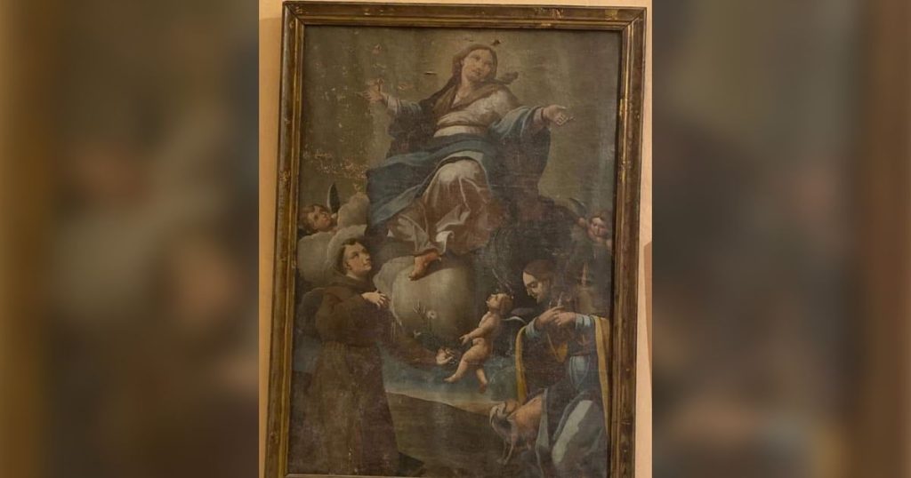 Restaurations d’un tableau du XVIIIe siècle à Matra grâce à une mobilisation citoyenne.