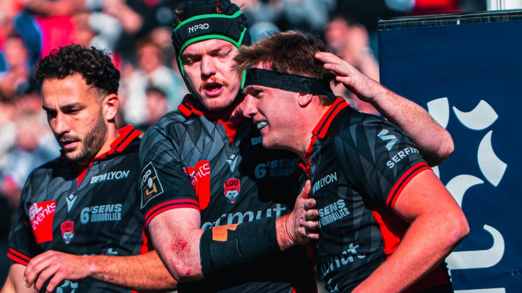 LOU Rugby s’impose face à Bayonne avec six essais lors d’un match à Gerland.
