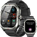 Montre connectée avec GPS, suivi de santé et étanchéité IP68 pour Android et iOS.