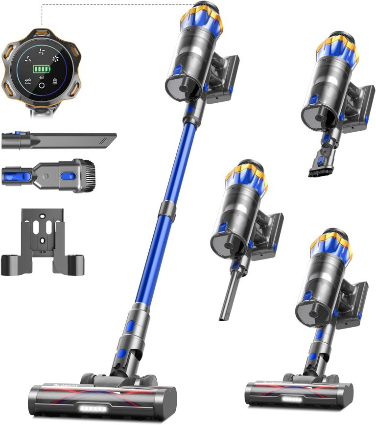 Aspirateur sans fil 650W avec écran OLED et brosse anti-enchevêtrement pour sols durs et animaux