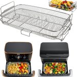 Accessoires ENSINE pour friteuse à air Ninja Foodi et COSORI TWINFRY : racks en acier inoxydable compatibles.