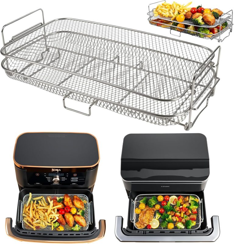 Accessoires ENSINE pour friteuse à air Ninja Foodi et COSORI TWINFRY : racks en acier inoxydable compatibles.
