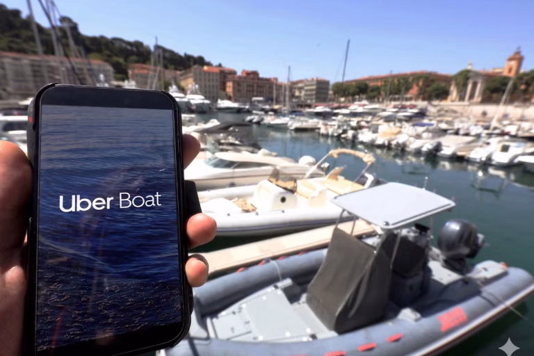 Uber Boat propose la location de bateaux sur la Côte d’Azur, suscitant des réticences.
