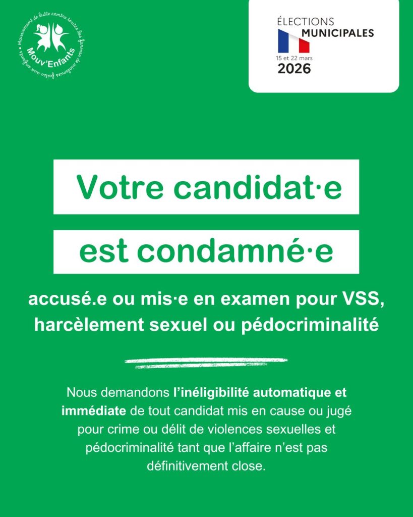 Municipales 2026 : candidats liés à des violences conjugales et pédocriminalité en inégibilité.