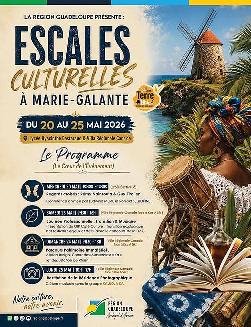 La Région Guadeloupe organise un événement culturel à Marie-Galante pour promouvoir son patrimoine.