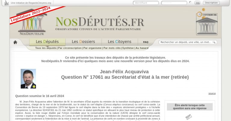 Jean-Félix Acquaviva interroge le Secrétariat d’État à la mer sur la question N° 17061 retirée.