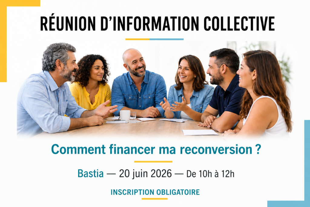 Réunion d’information collective à Bastia sur l’emploi et la formation professionnelle.