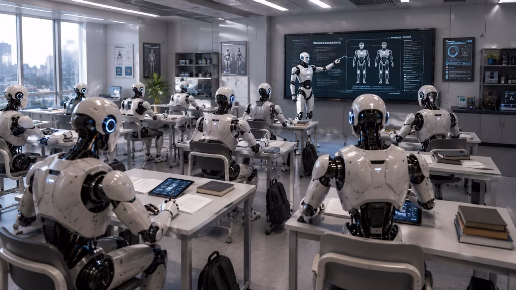Des robots en Chine apprennent à l’école pour améliorer leurs compétences éducatives.