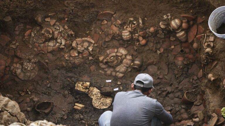 Découverte d’une tombe précolombienne au Panama contenant de l’or et des poteries.