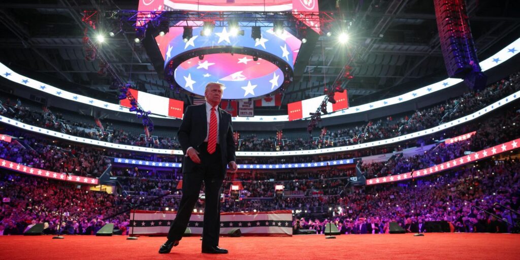 Donald Trump lors d'un meeting de campagne. L'homme qui promettait de faire plier le monde découvre que la géopolitique ne fonctionne pas comme une émission de téléréalité.