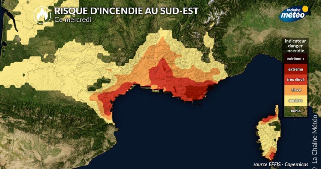 Risque accru d’incendie dans le sud-est en raison d’un épisode de mistral.