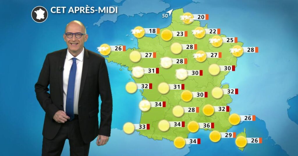 Chaleur estivale généralisée en France ce samedi après-midi avec des températures élevées au sud.