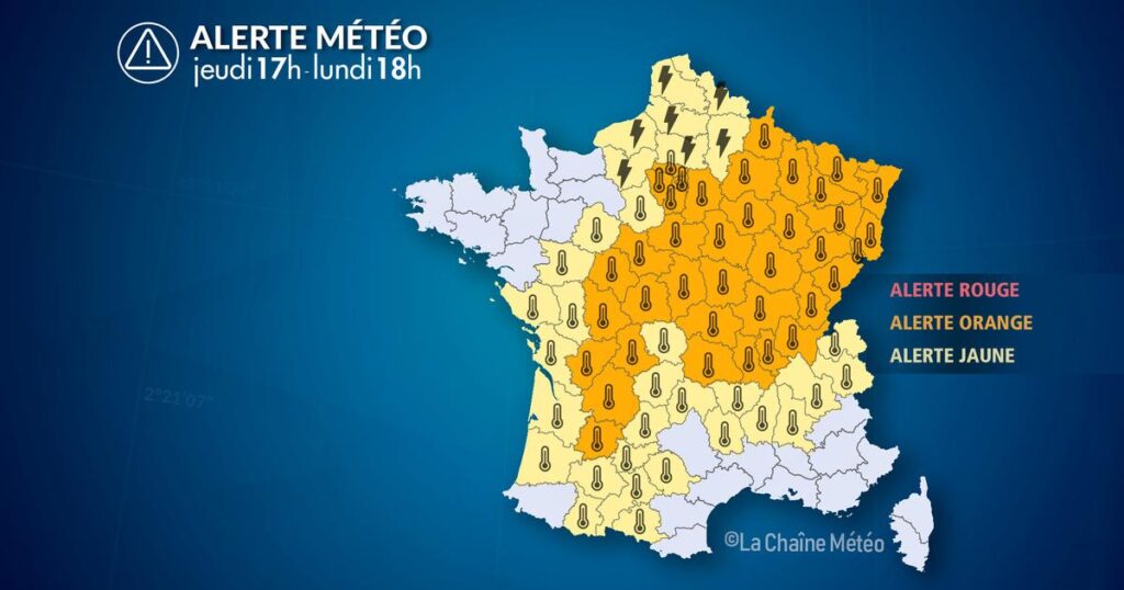 Alerte Météo : Canicule et orages localement forts affectent plusieurs régions.