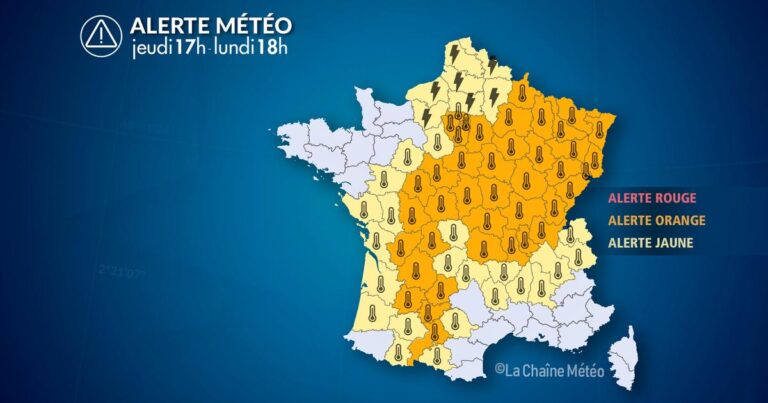 Alerte Météo : Canicule et orages localement forts affectent plusieurs régions.