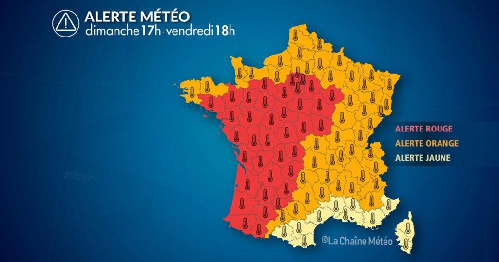 Alerte Météo : Canicule historique avec des températures atteignant 44°C en France.