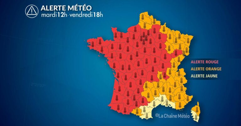 Alerte canicule : températures atteignant 44°C dans plusieurs régions.