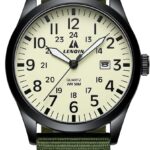 LN LENQIN présente une montre militaire analogique étanche pour hommes avec affichage de date.