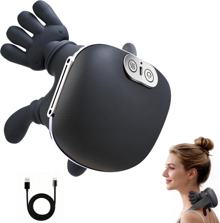 Shiatsu Neck and Neck Massager Yorraka: Dispositif de massage avec 3 niveaux et chaleur rechargeable