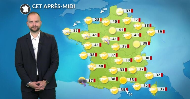 Canicule au nord-est et orages localisés à l’ouest affectent la météo aujourd’hui.