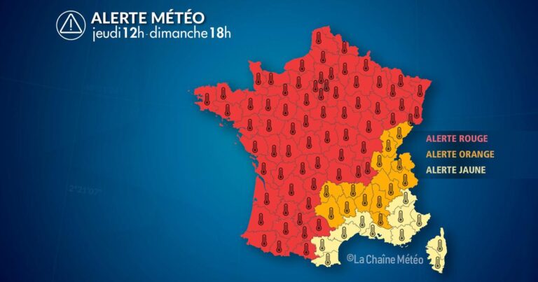 Alerte Météo : Canicule sur l’est et risques de forts orages ce soir.
