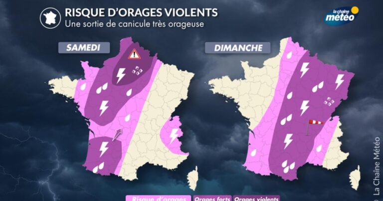 Fin de la canicule en France, orages violents attendus ce week-end.