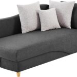 Vente-Unique commercialise le canapé convertible Penelope en tissu anthracite avec rangement.