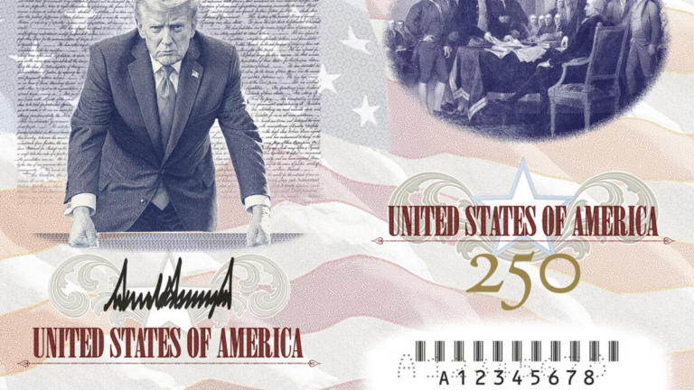 Donald Trump présente un passeport à son effigie pour le 250e anniversaire de l’indépendance des États-Unis.