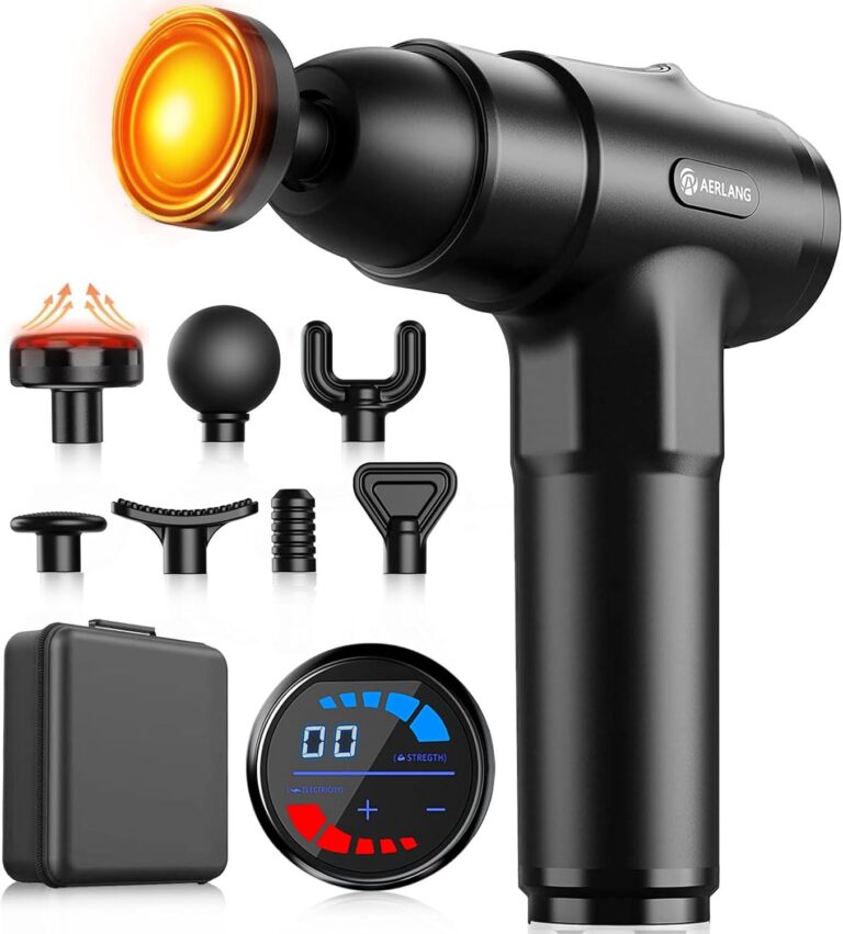 AERLANG Massage Gun avec chaleur : 20 niveaux pour un massage silencieux du dos et du cou.