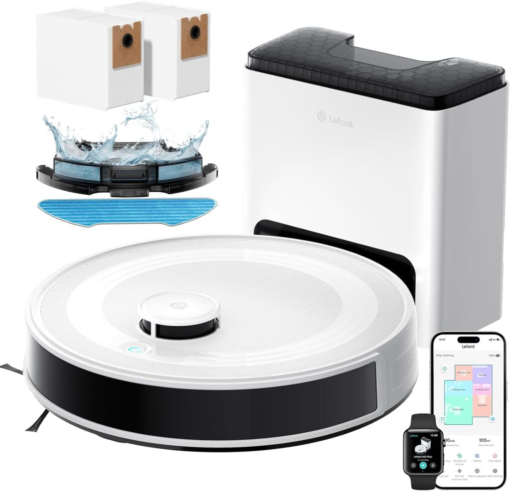 Lefant M2 Plus : Aspirateur Robot 6000Pa avec Navigation Laser et Vidage Automatique