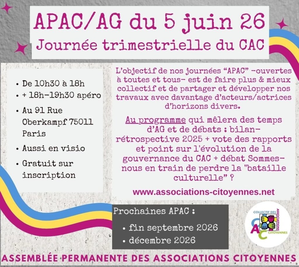 Assemblée Permanente et AG du CAC : Bilan des décisions prises lors de l’APAC du 5 juin.