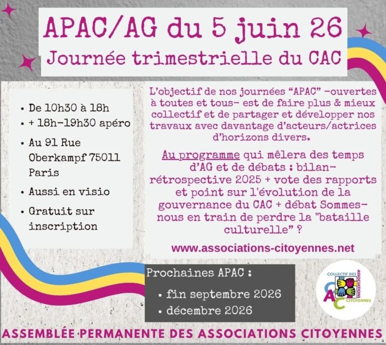 Assemblée Permanente et AG du CAC : Bilan des décisions prises lors de l’APAC du 5 juin.