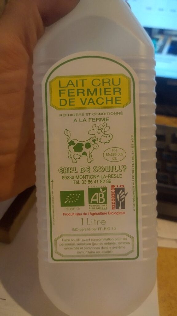 Rappel Consommateur – Détail lait cru fermier de vache earl de souilly