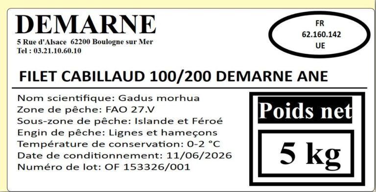 FILET CABILLAUD 100/200 DEMARNE ANE