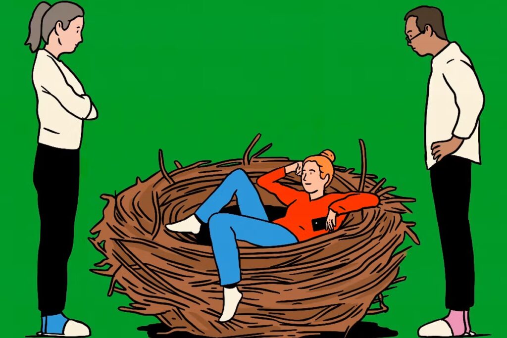 Retour de Lou, 23 ans, chez ses parents : découverte de son ancien lit d’enfant.