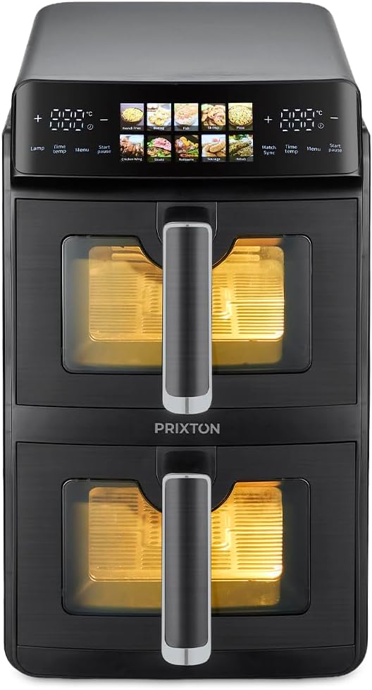 PRIXTON lance une friteuse à air verticale de 10 L avec écran tactile et deux paniers indépendants.