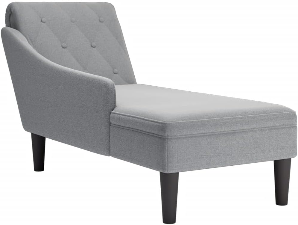 Méridienne Chaise Longue Gris Clair : Nouveau Modèle DEC026255 pour Intérieur avec Accoudoir Droit