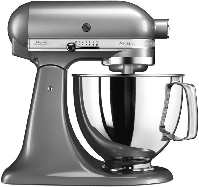 KitchenAid Artisan Mixer avec accessoire et bol inox de 4,8 L : caractéristiques clés.