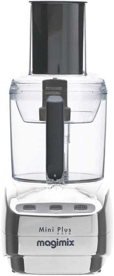 Magimix Mini Plus 1.7L : Robot culinaire polyvalent pour petites préparations en chrome.