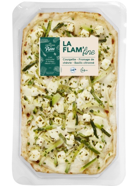 La flam'fine Courgette – Fromage de chèvre – Basilic citronné