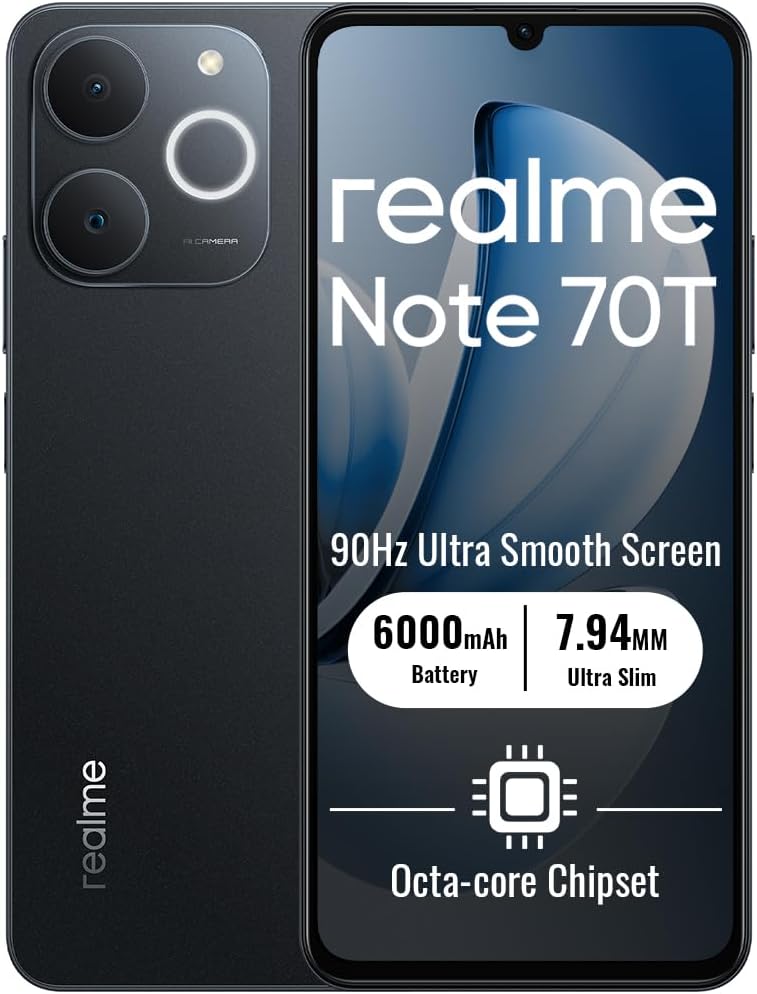 Realme Note 70T : Smartphone 4G avec écran 6,75 pouces, batterie 6000mAh et processeur octa-core
