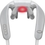 Massager électrique chauffant pour le cou et le dos avec trois vitesses ajustables disponible comme cadeau de Noël.