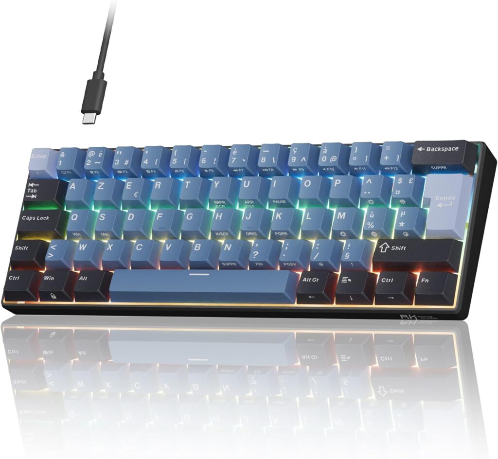 RK ROYAL KLUDGE C61 : Clavier mécanique 60% Avec switchs magnétiques Hall et RGB pour PC/Mac